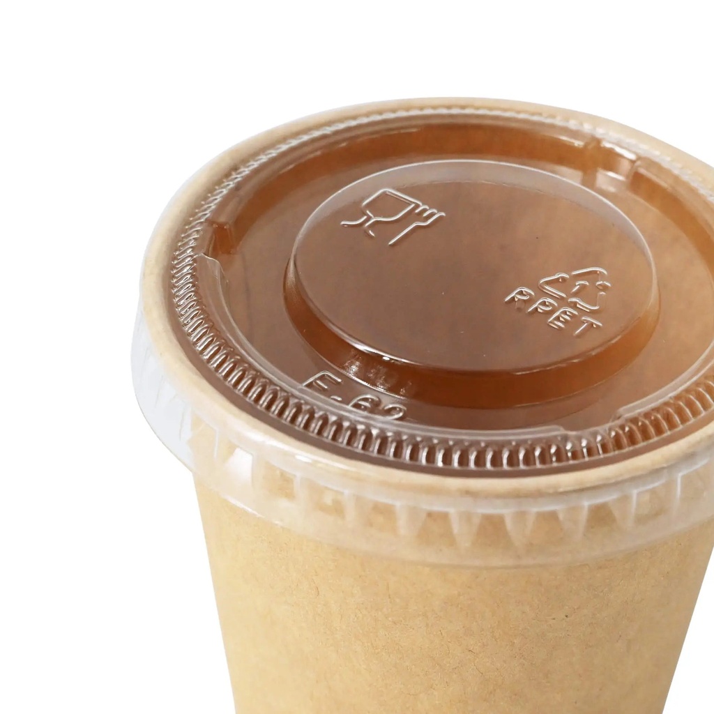 Dressingbecher Pappe Ø62mm/75ml – 1.000 Stück mit Deckel rPET / braun / 1000 Stk.