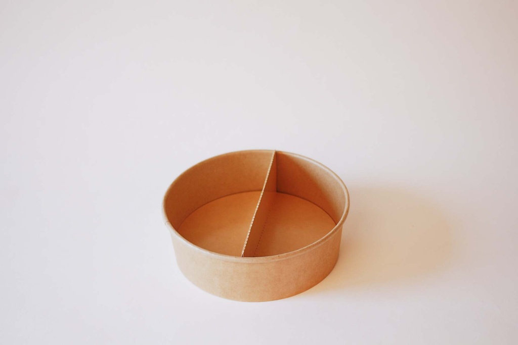 Karton Schale Ø185mm / 1200ml Braun, 300 Stk. Hartpapier / mit Trennsteg / 300 Stk.