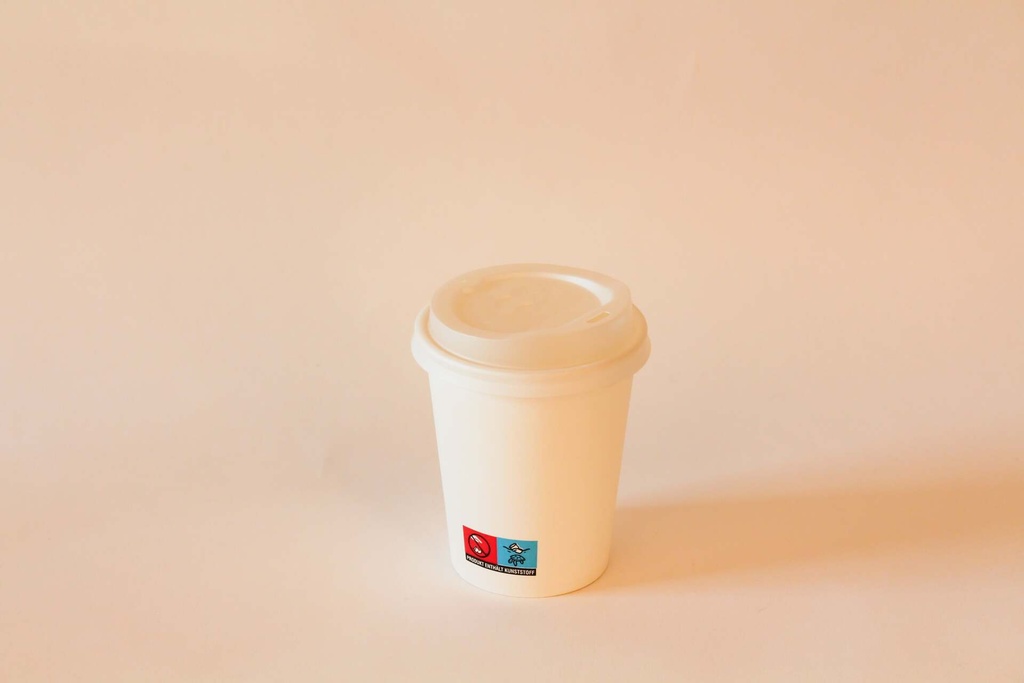 Kaffeebecher Ø80mm/200ml mit Deckel CPLA weiß / weiß / 1000 Stk.