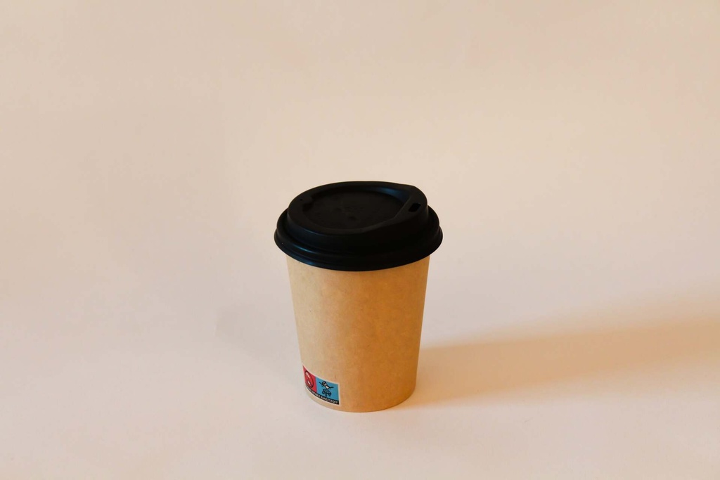 Kaffeebecher Ø80mm/200ml mit CPLA Deckel schwarz / braun / 1000 Stk.