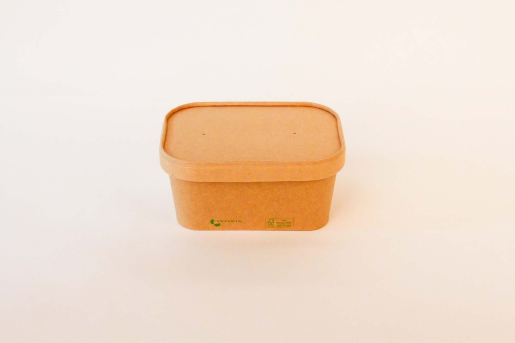 Rechteckschale 172x120x75mm / 1000ml Braun, 300 Stk. Hartpapier / mit Pappdeckel / 300 Stk.