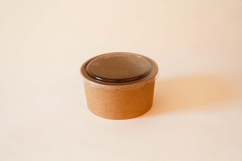 [397000 312368] Karton Schale Ø150mm / 1000ml Braun, 300 Stk. Hartpapier / mit rPET Deckel / 300 Stk.