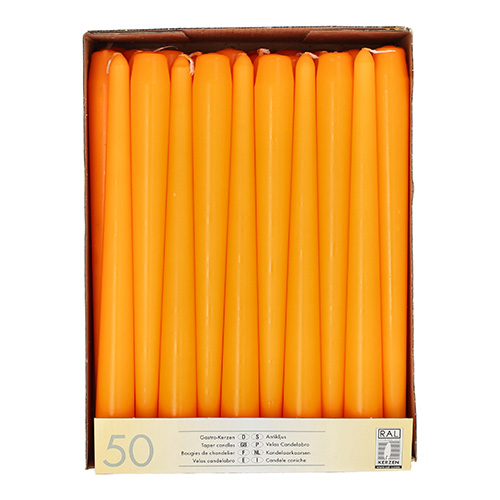 2 x 50 Leuchterkerzen Ø 2,2 cm · 25 cm orange