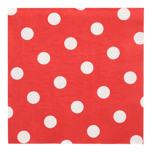 10 x 20 Servietten, 3-lagig 1/4-Falz 40 cm x 40 cm rot "Dots"