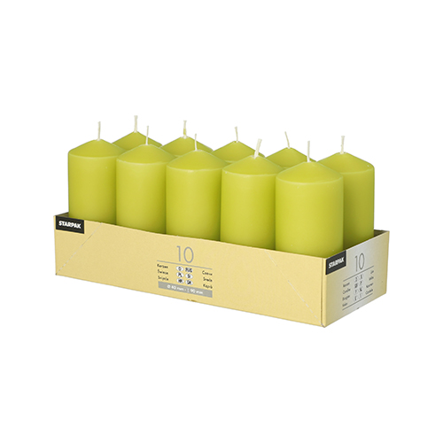 4 x 10 Stumpenkerzen Ø 40 mm · 90 mm kiwi