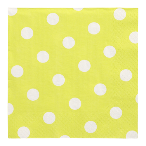 10 x 20 Servietten, 3-lagig 1/4-Falz 40 cm x 40 cm limonengrün "Dots"