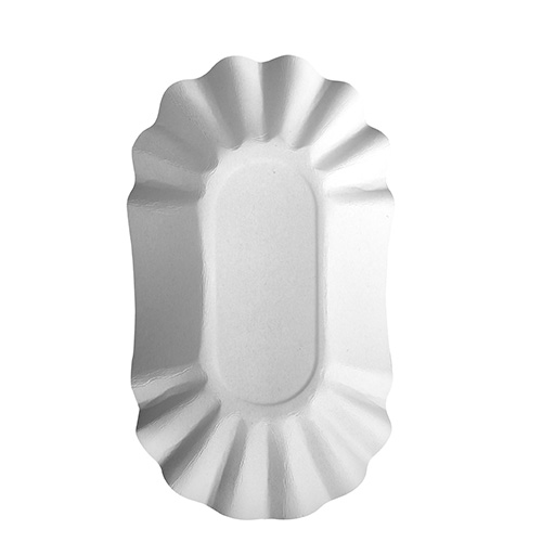 [11273] 6 x 250 Schalen, Pappe "pure" oval 10,5 cm x 17,5 cm x 3 cm weiss