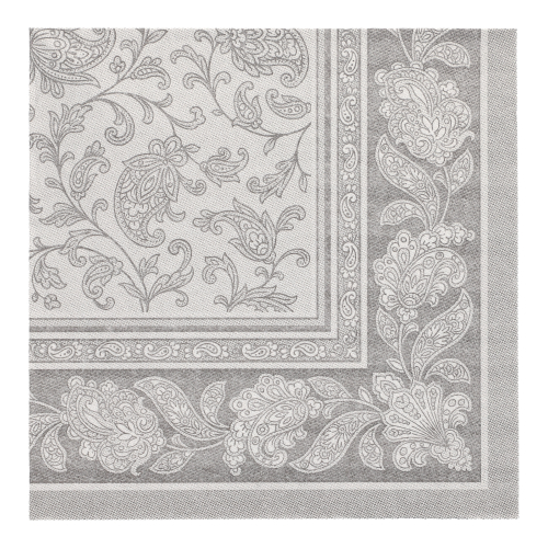 8 x 20 Servietten "ROYAL Collection" 1/4-Falz 40 cm x 40 cm grau "Ornaments"