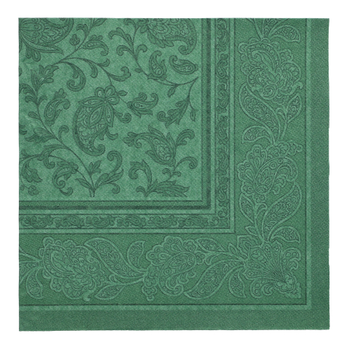 5 x 50 Servietten "ROYAL Collection" 1/4-Falz 40 cm x 40 cm dunkelgrün "Ornaments"