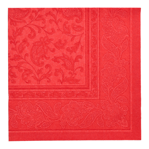 5 x 50 Servietten "ROYAL Collection" 1/4-Falz 40 cm x 40 cm rot "Ornaments"