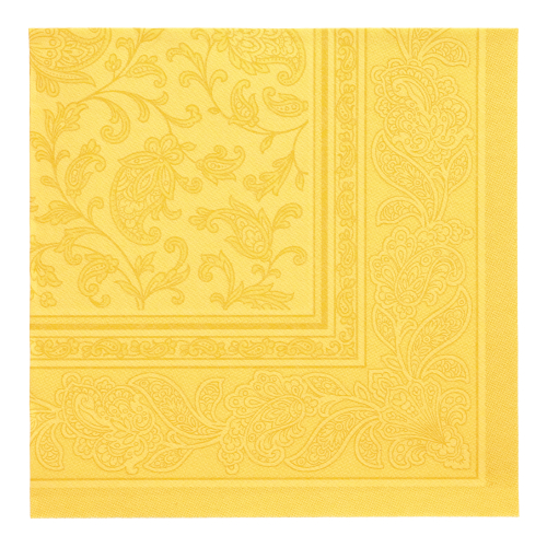 5 x 50 Servietten "ROYAL Collection" 1/4-Falz 40 cm x 40 cm gelb "Ornaments"