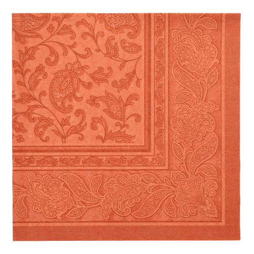 5 x 50 Servietten "ROYAL Collection" 1/4-Falz 40 cm x 40 cm terracotta "Ornaments"