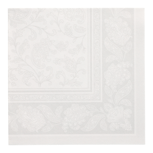 5 x 50 Servietten "ROYAL Collection" 1/4-Falz 40 cm x 40 cm weiss "Ornaments"