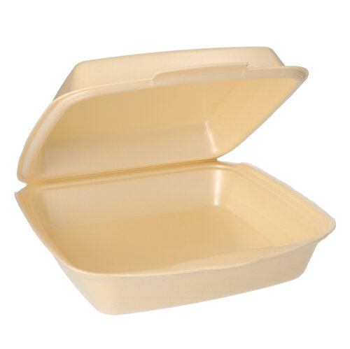 4 x 50 Menüboxen mit Klappdeckel, XPS ungeteilt 7,5 cm x 22,5 cm x 22 cm beige laminiert