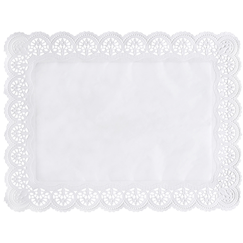 [12298] 20 x 100 Spitzenpapiere eckig 40 cm x 30 cm weiss