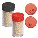 12 x 260 Zahnstocher, Holz rund 6,5 cm im Spender mit Drehverschluß