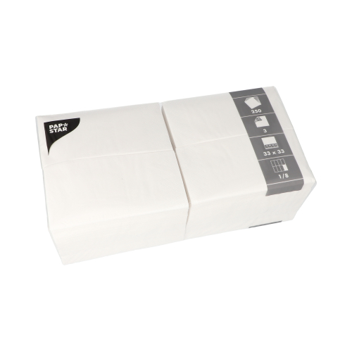 4 x 250 Servietten, 3-lagig 1/8-Falz 33 cm x 33 cm weiss