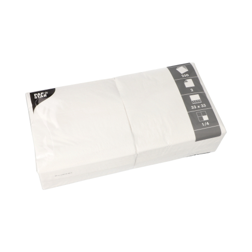 [14486] 4 x 250 Servietten, 2-lagig 1/4-Falz 33 cm x 33 cm weiss
