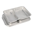 6 x 50 Menüschalen + Deckel, Alu 2-geteilt 0,83 l 3 cm x 17,7 cm x 22,5 cm