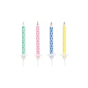 12 x 10 Magic-Kerzen mit Halter 6 cm farbig sortiert