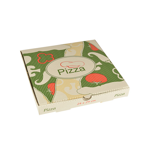 [15193] 100 Pizzakartons, Cellulose "pure" eckig 24 cm x 24 cm x 3 cm