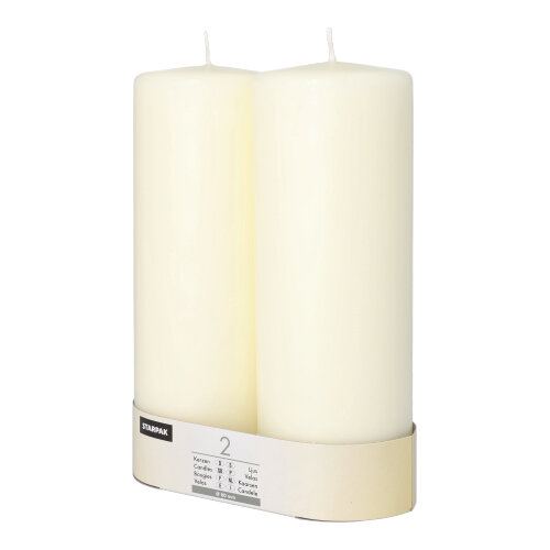 6 x 2 Stumpenkerzen Ø 80 mm · 220 mm elfenbein "Ivory" mit Flachkopf