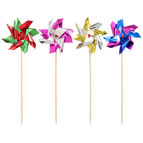 [16688] 6 x 100 Deko-Picker 17,5 cm farbig sortiert "Windmühle"