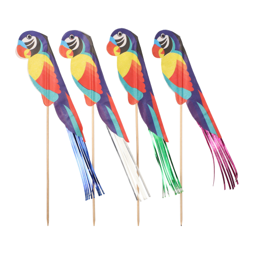 [16780] 6 x 100 Deko-Picker 18 cm "Papagei"