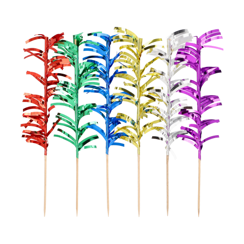 8 x 100 Deko-Picker 20 cm farbig sortiert "Palmblätter"