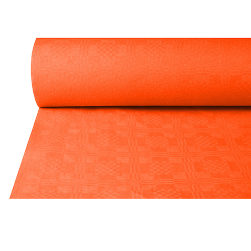 [16795] 4 x Papiertischtuch mit Damastprägung 50 m x 1 m terracotta