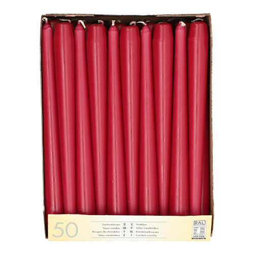 2 x 50 Leuchterkerzen Ø 2,2 cm · 25 cm bordeaux