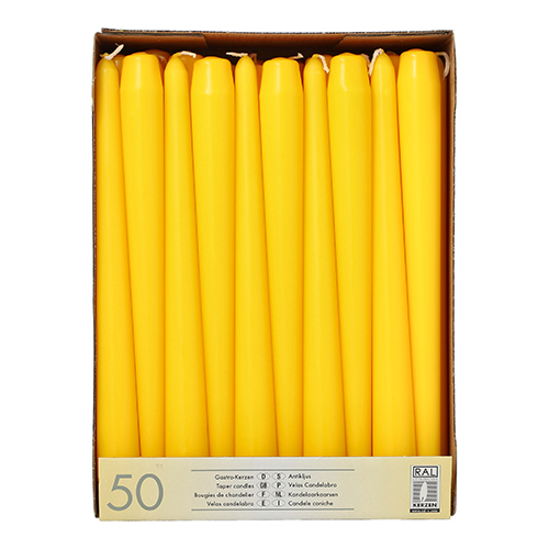 2 x 50 Leuchterkerzen Ø 2,2 cm · 25 cm gelb