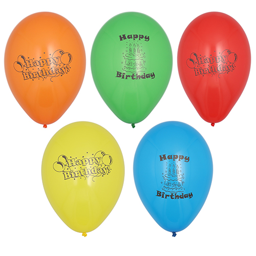 15 x 10 Luftballons Ø 22 cm farbig sortiert "Happy Birthday"