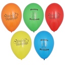 15 x 10 Luftballons Ø 22 cm farbig sortiert "Happy Birthday"