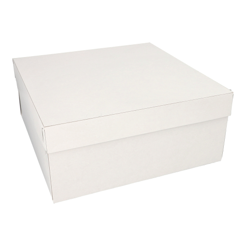 5 x 10 Tortenkartons, mit Deckel, Pappe eckig 30 cm x 30 cm x 13 cm weiss