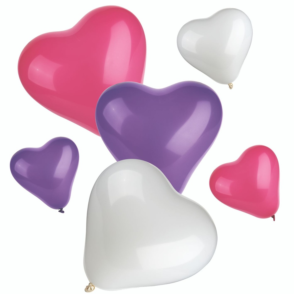 12 x 12 Luftballons farbig sortiert "Heart" small + medium