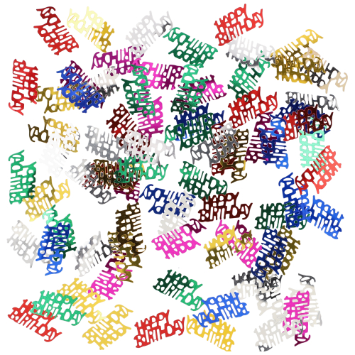 24 x Deko-Streuschmuck, Folie farbig sortiert "Happy Birthday" 15 gr.