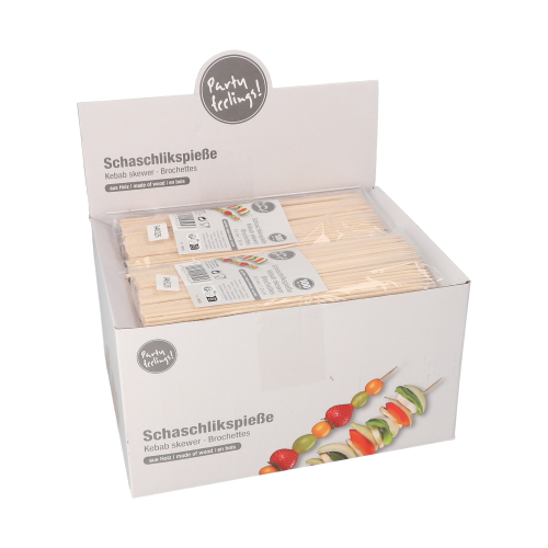 [19525] 24 x 100 Schaschlikspieße, Holz Ø 3 mm · 20 cm