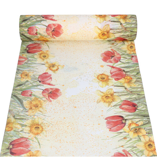 6 x Tischläufer, stoffähnlich, Airlaid 24 m x 40 cm "Tulips & Daffodils"
