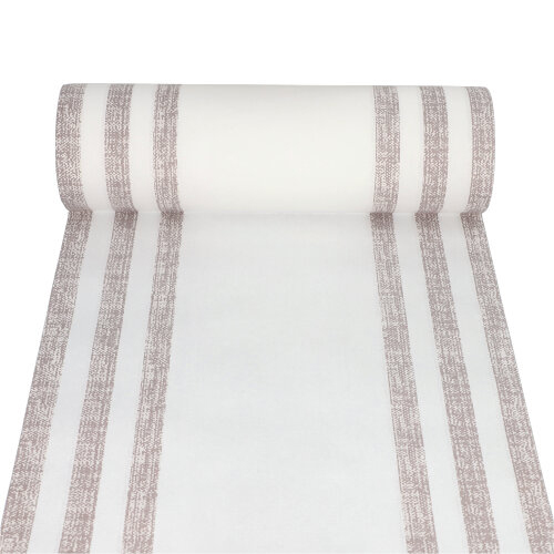 4 x Tischläufer, stoffähnlich, PV-Tissue Mix "ROYAL Collection" 24 m x 40 cm mocca "Lines"