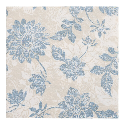 [37030] 5 x 50 Servietten "ROYAL Collection" 1/4-Falz 40 cm x 40 cm arktikblau "Flowers"
