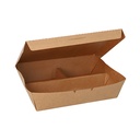 4 x 25 Lunchboxen, Pappe 3-geteilt 600 ml 5 cm x 14,8 cm x 18,3 cm braun