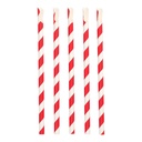 5 x 200 Trinkhalme mit Löffel Papier Ø 10 mm · 23 cm rot/weiss "Stripes"