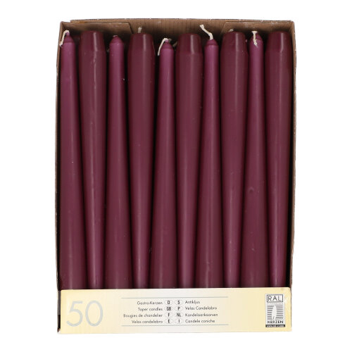 2 x 50 Leuchterkerzen Ø 2,2 cm · 25 cm violett