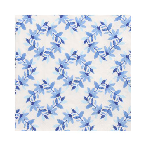 10 x 20 Servietten, 3-lagig 1/4-Falz 33 cm x 33 cm "Blue Wreaths"