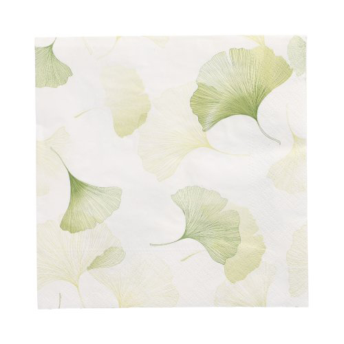 10 x 20 Servietten, 3-lagig 1/4-Falz 33 cm x 33 cm "Light Ginko"