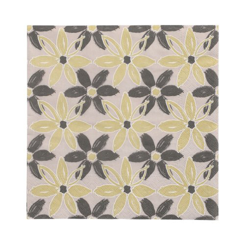 10 x 20 Servietten, 3-lagig 1/4-Falz 33 cm x 33 cm "Dark Flowers"