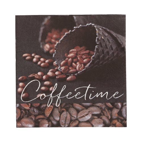 [37093] 10 x 20 Servietten, 3-lagig 1/4-Falz 33 cm x 33 cm "Coffeetime"