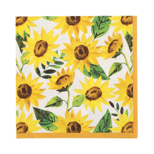 [37094] 10 x 20 Servietten, 3-lagig 1/4-Falz 33 cm x 33 cm "Sunflowers"