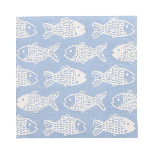[37095] 10 x 20 Servietten, 3-lagig 1/4-Falz 33 cm x 33 cm "Fish"